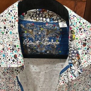 Robert Graham Multicolor Dot Shirt with Embroidered Collar